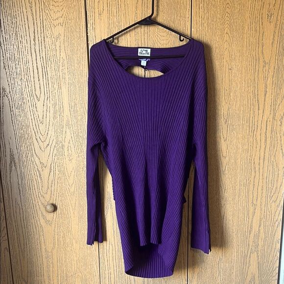 NEW Future Collective Purple Twisted Back Ribbed Sweater Size 2X - Picture 3 of 13